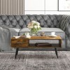 HOMCOM 43 inch Mid-Century Modern Coffee Table with Drawer and Shelf, Rectangular Center Table for Living Room, Cocktail Table, Rustic Brown - 3 of 4