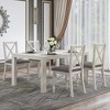 VECELO 5/7 Piece Extendable Dining Table Set with Upholstered X-Back Chairs, Farmhouse Wood Top for Kitchen or Dining Room, Gray - 4 of 4