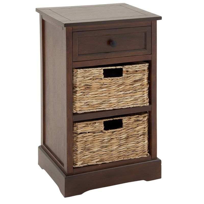 Wooden Side Chest with Wicker Drawers Brown - Olivia &#38; May, 3 of 8