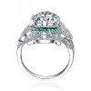 Guili Prestige White Gold-Plated Sterling Silver Ring, Clear Cubic Zirconia, Cocktail Style, Elegant Statement, Green/Blue, Sizes 6-8. - 2 of 3
