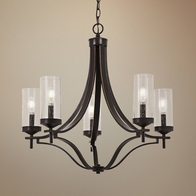 Elyton 5-Light Downton Bronze Chandelier with Clear Seedy Glass Shade