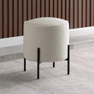 Sapphtopaz 15.5" Modern Round Ottoman Foot Stool Small Vanity Stool with Metal Legs Small Ottoman Shoe Bench for Living Room, Bedroom, Entryway, Beige - 1 of 4