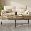 Oval Coffee Table Mid-Century Modern Center Table with Drawer Wooden Coffee Table with Storage and Cross Metal Legs - 2 of 4