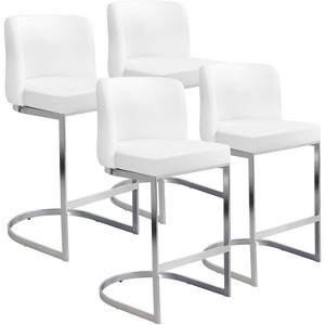 Bekrvio 26" Counter Height Bar Stools - with Back & C-Shaped Metal Frame, Upholstered Chairs for Kitchen Island, Home Bar, Pub - 1 of 4