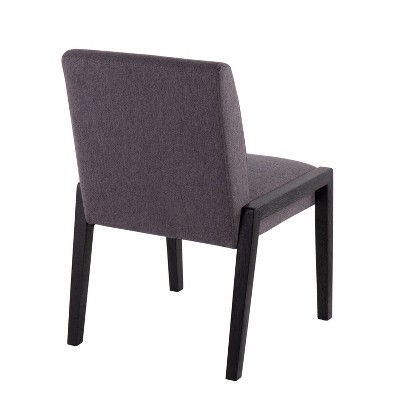 Set of 2 Black Wood and Grey Velvet Upholstered Dining Chairs