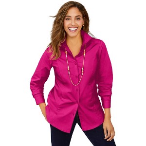 Jessica London Wrinkle-Free Stretch Poplin Shirt - 1 of 4