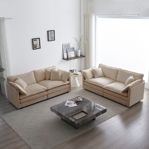 2-Piece Chenille Upholstered Sofa Set, 2+2 Seater Modular Couch for Living Room, Home Office, Lounge, Loveseat and Couch Combination - 1 of 4
