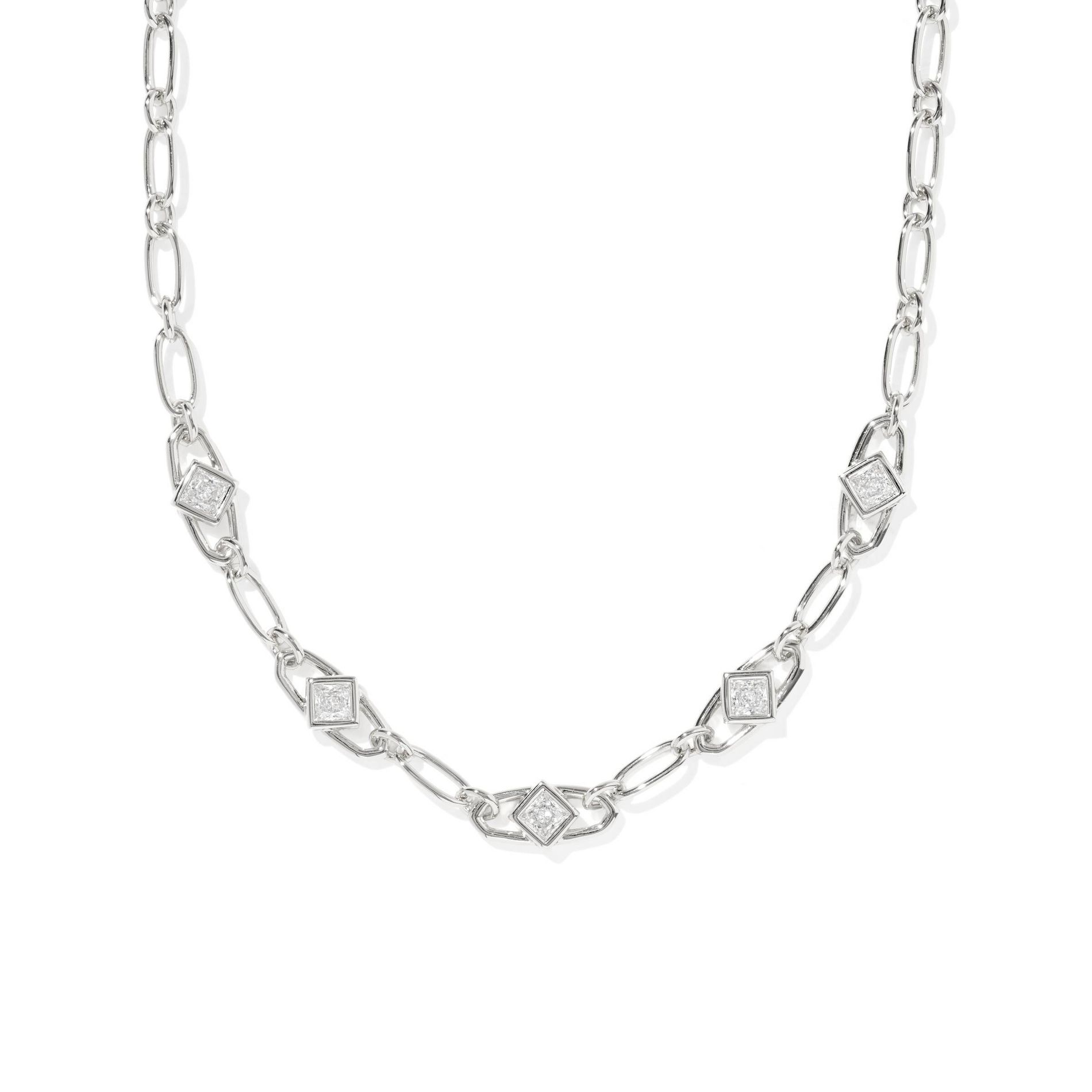 Kendra Scott Belle Cubic Zirconia Chain Necklace - Silver/White