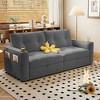 Resenkos 2-in-1 Velvet Convertible Sofa Bed Loveseat with 600lb Capacity and Handles - - 4 of 4
