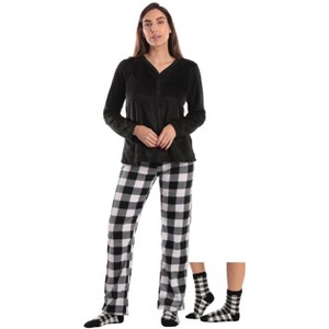 Just Love Womens Ultra-Soft Pajama Pant Set with Matching Socks - 3 Piece Micro Fleece PJ Set - 1 of 4