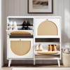 KTMBDW Natural Rattan 4 Flip Door Shoe Cabinet Organizer Freestanding, Modern Shoe Rack Storage Organizer for Entryway, Closet, Hallway - 2 of 4
