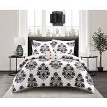 Chic Home Riley 8 Piece Comforter Set Large Scale Floral Medallion Print Design Bed In A Bag Bedding Grey