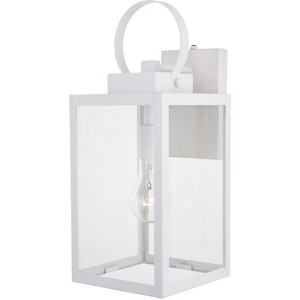 VAXCEL Medinah 1 Light Dusk to Dawn White Outdoor Wall Lantern Clear Glass - 1 of 4