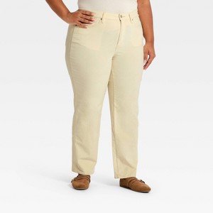 Women's Everyday Highest-Rise Straight Velvet Pants - Universal Thread™ - 1 of 3
