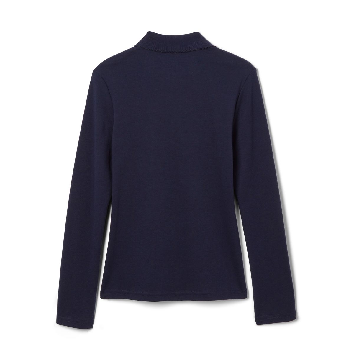 French Toast School Uniform Girls Long Sleeve Fitted Interlock Polo with Picot Collar (Feminine Fit) - thumbnail 2