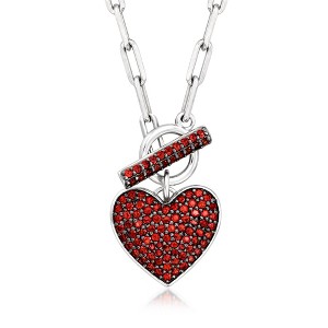Ross-Simons 1.80 ct. t.w. Garnet Heart Toggle Necklace in Sterling Silver - 1 of 3