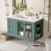 36"W Floating Bathroom Vanity with Ceramic Sink, Wall Mounted Bathroom Cabinet with 3 Drawers and Storage Cabinet, Green-ModernLuxe - 2 of 4