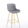 DSVIMOY Counter and Bar Stool Set of 2 Velvet Fabric Bar Stools with Chrome Footrest and Golden Legs for Dining Room, Gray, 28.74"*11.02"*19.68" - 2 of 4