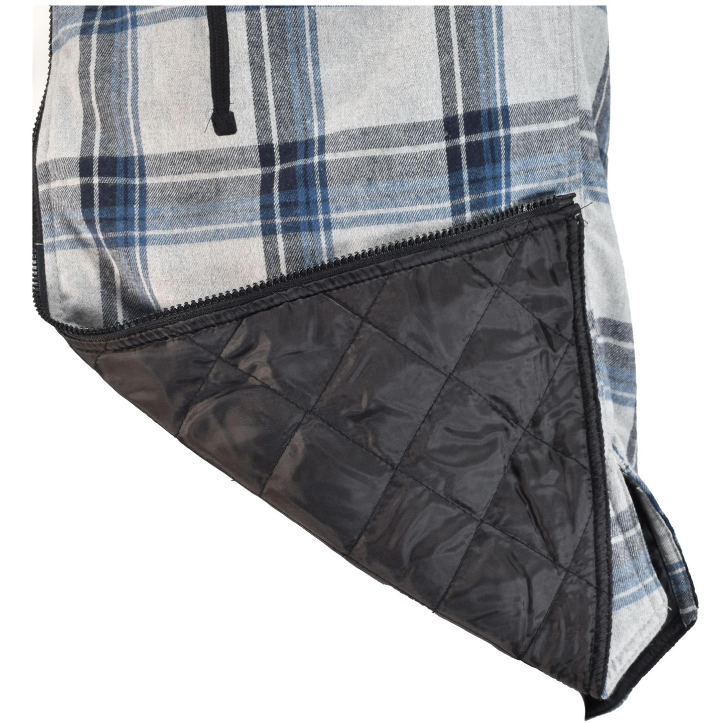 Мужское худи Burnside Quilted Lined Zip Front Flannel Gray & Blue Plaid, цвет: Серый — фото 6
