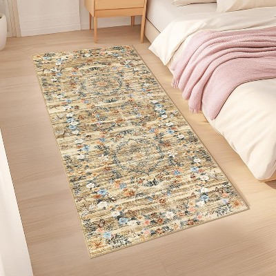 Modern Indoor Area Rug, Low Pile Non-Slip Washable Carpet for Living Room, Bedroom & Bathroom, Soft Floor Mat