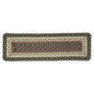 Earth Rugs Cactus Rectangle Stair Tread – 27x8.25 Hand-Braided Jute in Taupe and Dark Brown Desert Colorway - 1 of 3