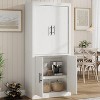 TackView Storage Cabinet with 4 Doors and Adjustable Shelves - Freestanding Kitchen Pantry Cupboard with Magnetic Doors for Dining and Living Room - 3 of 4
