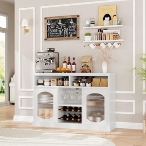 47" Kitchen Storage Cabinet,Farmhouse Buffet Sideboard with 2 Glass Doors&Adjustable Shelf for Kitchen, Dining Room - 1 of 4