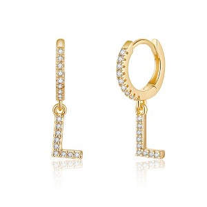 Turandoss 18K Gold Huggie Hoop Earrings for Girls Women - 1Pair Dainty Initial Cartilage Dangle Diamond Earring Hypoallergenic, Christmas Gifts - 1 of 4