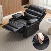 Manual Recliner with Massage & Heat, PU Leather Lounge Chair with Plush Sponge Arm and Back, Comfortable Wide Seat for Living Room, Bedroom - 3 of 4