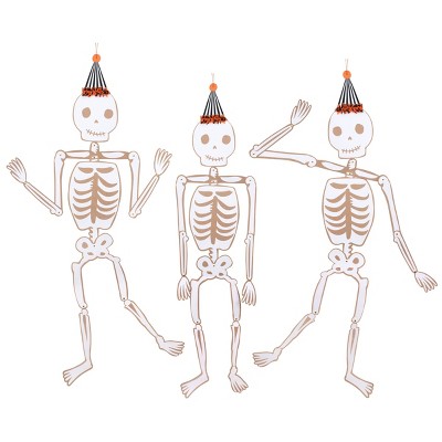 Meri Meri Vintage Giant Halloween Jointed Skeletons (Pack of 3)