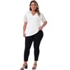 Women's Plus Size Summer V Neck Short Sleeve Elegant Lace Ribbed Knit Tunic Blouse - Agnes Orinda - 3 of 4