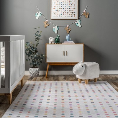 Eco-Friendly Ivory Synthetic 4' x 6' Reversible Kids Rug