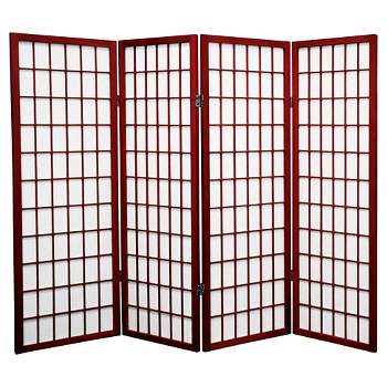 4 ft. Tall Window Pane Shoji Screen - Rosewood (4 Panels)