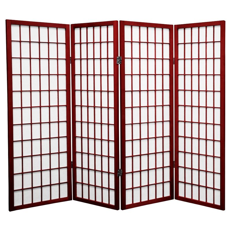 4 ft. Tall Window Pane Shoji Screen - Rosewood (4 Panels), 1 of 6