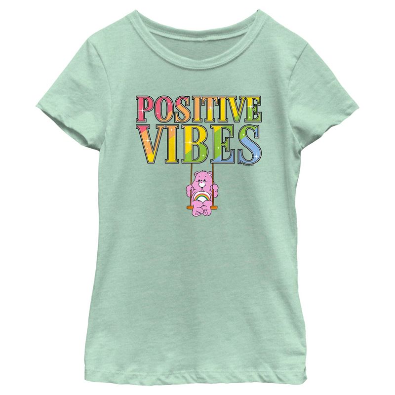 Girl's Care Bears Positive Vibes Cheer T-Shirt, 1 of 5