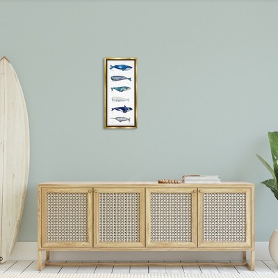 Maritime Sea Life Chart Canvas Print with Gold Frame, 11" x 25"