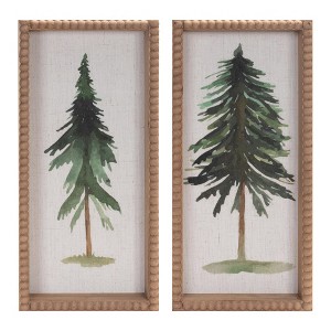 Framed Pine Tree Plaque (Set of 2) - 1 of 4