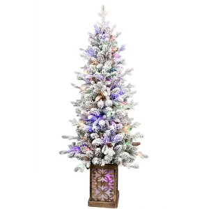 NAYSAYE Christmas Tree Stand 4FT Tree 396 Tips with Glitter Base and Metal Stand for Christmas Decorations, White and Green, 22"*48"*4.18" - 1 of 4