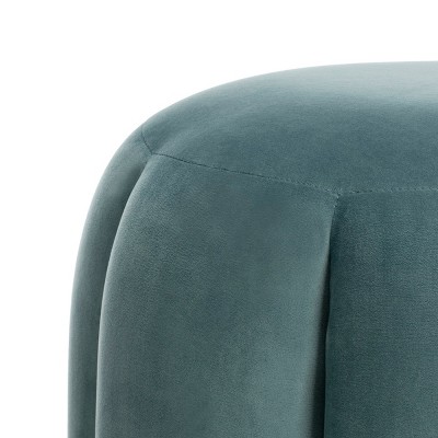 Teal Velvet Tufted Ottoman with Gold Base