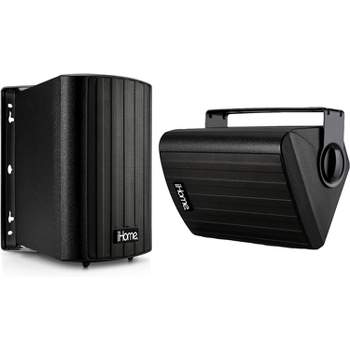 iHome Waterproof Swivel Wall Mountable 4"Outdoor Bluetooth Speaker Pair Black