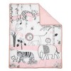 Lambs & Ivy Happy Jungle Pink/White Safari Nursery 5-Piece Crib Bedding Set - 2 of 4
