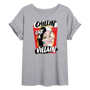 Women's - Disney Villains - Cruella Chillin Like A Villain Oversized Graphic T-Shirt - 1 of 4