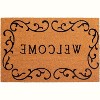 HomeRoots 17" X 29" Natural And Black Scrollwork Welcome Outdoor Coir Door Mat - 4 of 4