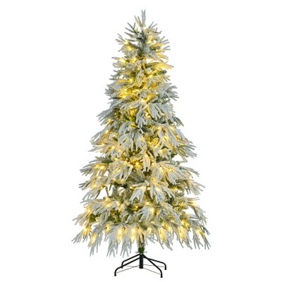 ChicFurnit Artificial Trees 6FT Christmas Tree Stands Spruce Snow Flocked Artificial Tree Holiday Decorate Tree for Home Party, Green, 44.1"*44.1"*72"