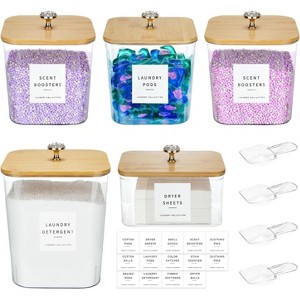 3-Pack Acrylic Laundry Room Organization Storage Containers: Laundry Pod Containers and Dryer Sheet Holder with Lids and Labels - 1 of 4