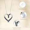 GILDED Sterling Silver Necklace with Natural Round-Cut Black Diamond and Heart Shaped Pendant, 18” White Silver Chain, 1/4 Carat Total Weight Diamonds - 2 of 4