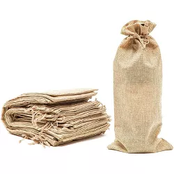 5.9 Inches 12 Pack Cheers Wine Bags Bulk with Gift Tags & Drawstrings & Ropes for Blind Wine Tasting Wedding Party,13.8 Burlap Gift Wine Bags 4 Colors 
