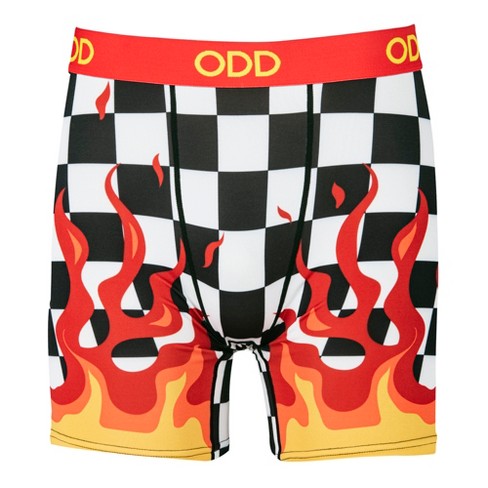 Odd Sox, Checkered Burnig Flames Print, Men's Fun Boxer Brief Underwear,  3xlarge, Adult, Xxx-large : Target