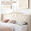 Bed Frame with Button Tufted Headboard, Velvet Upholstered Bed Frame with Wooden Slat Support, Under Bed Storage, No Box Spring Needed, Beige - 4 of 4