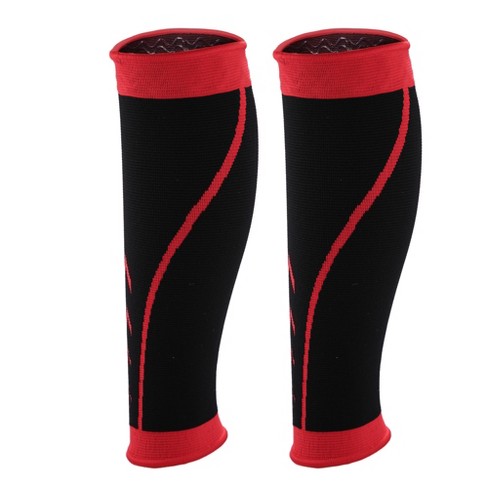 Unique Bargains Calf Compression Sleeve Leg Compression Socks Sore Muscles  Nylon Elastane 1 Pair Black Red M Size : Target